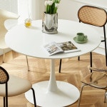 화이트 우드 원형 사각 카페 식탁 테이블 접이식 A 60 직경의 흰색 튤립 구운 페인트