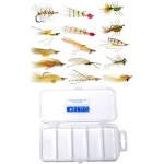 플라이 12피스 본피쉬 허가 낚시 키트 - 다양한 소금물 파리 박스 현실적인 액세서리