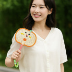 귀여운 표정 야생초 부채 호박 핸드메이드 손부채