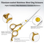 시티위시 개 그루밍 가위 청커 얇아진 안전 라운드 팁 날카롭고 4 in 1 가위로 그루밍을 위한 가위