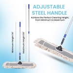 JINCLEAN 24 산업용 면 바닥 먼지 걸레 - 원목 타일 라미네이트 비닐 차고 에폭시 대나무 표면 청소 바닥재 푸시 빗자루용 상업용