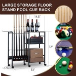 당구장용 Lnmuzm 풀 큐 홀더 스틱 홀더 보관 카트 바닥 스탠드 랙 최대 12개의 스틱 장비 정리함 남성용 당구 선물