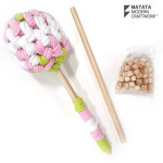 편백나무 큐브 우드봉 SET 양말목 안마봉 만들기 재료 DIY 편백큐브 50g 우드봉30cm 1세트