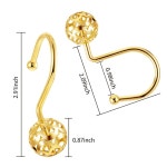 칙티 샤워 커튼 후크 링 12개의 황동 장식 블링 메탈 방청 행거 링 세트 욕실 봉 중공 볼 디자인