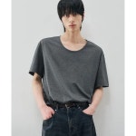 실켓 코튼 U넥 티셔츠 MELANGE GREY