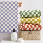 욕실용 자코타 핸드 타월 4팩 페이스 스파 목욕 체육관 주방용 면 소프트 흡수제 세트 장식 체크무늬 13 x 29 4 가지 Lilac