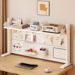 책상 고정 클립형 위 타공 책장 타공판 선반 흰색 전면 책꽂이 철제