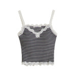 포커스 레이스 배색 줄지 캡 나시 티셔츠 BI5M1TS1501