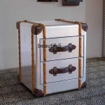 미국 복고풍 오래된 가죽 상자 골동품 코너 몇 개의 금속 침대 옆 테이블 알루미늄 바 커피