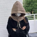 여자 겨울 데이트 코디 후드 목도리 니트 바라클라바