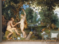 명화벽지 23p242 - 루벤스 Peter Paul Rubens 에덴동산 아담과 이브 3폭 제작도 합지 2640x2400mm 원 130900