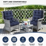 당구이 야외 실내 하이백 의자 쿠션 타이가 방수 야외 흔들의자 쿠션 2팩 야외 가구용 터프트 교체 시트 쿠션 파란색 2 Pack