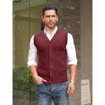 쿠판디 남성 민소매 스웨터 조끼 브이넥 캐주얼 케이블 니트 버튼 다운 카디건 Small