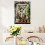 성인용 askkqtx 가든 다이아몬드 아트 키트 초보자용 빈티지 화분 페인팅 DIY 5D 풀 드릴 라운드 크리스탈 도트 보석 공예 홈 데코 12x16