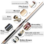 타이바 큐 2피스 풀 스틱 하드 케이스 팁 58 하드우드 캐나다 메이플 프로페셔널 당구 18 19 20 21 22 온즈 -블루