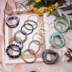 로얄룩 여성용 보헤미안 스태커블 비드 팔찌 6종 세트 스타일 스트레치 다층 보호