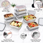 뚜껑이 Cykoricc 10 PC Square 304 스테인리스 스틸 식품 용기 밀폐형 벤투 도시락 금속 식사 준비 용기 재사용 쌓기 둥지형 오븐 식기 냉동고