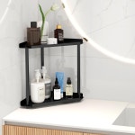FLE 코너 욕실 카운터 정리함 주방 거실 침실을 위한 카운터탑 수납 선반 2 Tier Corner
