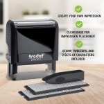 Trodat Printy 4912 셀프 잉크 DIY 4줄 맞춤형 메시지 또는 주소 스탬프 키트 인상 크기 3 4 x 1-7 8