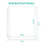 MaxGear 30 팩 8 x 10 개의 사진 슬리브 3 링 바인더 튼튼한 아카이브 페이지 보호기 60 장의 사진을 보관할 수 투명 앨범 리필