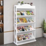 리플렛 거치대 매거진렉 전단지 잡지랙 프레스 우성 가죽 전면책장 스테인레스 4단 높이 1 2 길이 0 4m