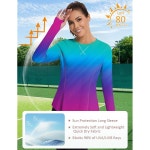 아보그 여성 UPF 50 UV 셔츠 긴 소매 엄지 구멍 운동 선 퀵 드라이 하이킹 러닝 탑 Small