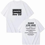 OASIS Live 25 투어 기념 티셔츠 팬을 위한 오목 반팔 음악