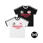 그루브스텝 1 1 삼선 럭비 라운드 반팔 티셔츠 S0185