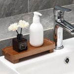 우드 라이저 소형 장식용 트레이 싱크대 비누 접시 배니티 받침대 스탠드 8 7 x 3 6 연갈색