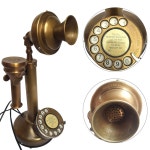 앤티크 황동 캔들스틱 폰 레플리카 전자 코드 로터리 다이얼 홈 데코 웨스턴 일렉트릭