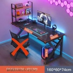 커플 게이밍테이블 2인용 더블 pc방 2m 컴퓨터 책상 테이블 데스크 160x60cm검정 수납장