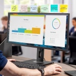 FaitATTen 2팩 프레임리스 모니터 스티커 메모 보드 - 엣지리스 모니터용 화면 보드 장식용 컴퓨터 투명 측면 패널 홈 오피스 홀더 2Pcs... 