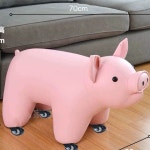 황금 돼지 스툴 인테리어 화장대 원목 의자 동물 장식