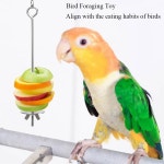 세탁기가 달린 새 간식 꼬치 앵무새 열매 모이통 2개 잉꼬 코뉴어를 위한 케이지 모이통용 6 9 스테인리스 스틸 포크 푸드 홀더 LXLVOEG