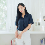 디어로라 여성용 링클프리 히든버튼 반팔 블라우스 II S015