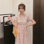 여자 20대 여름 데이트 룩 잔꽃 플라워 쉬폰 원피스