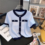 지고다그 여성 여름 아이스실크 배색 반팔 니트 티셔츠 루즈핏 체형커버 상의 HH1175