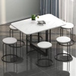 Haeif 다용도 확장형 접이식 대리석 북유럽 테이블 고정 모델 60x100 대리석 무늬