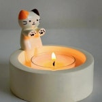 귀염냥 불쬐는 고양이 양초 홀더 캔들 트레이 받침대
