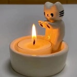 귀염냥 불쬐는 고양이 양초 홀더 캔들 트레이 받침대