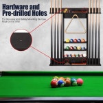 포버원 풀 큐 랙 대나무 벽 마운트 스틱 홀더 8개의 큐와 전체 공 세트 당구장 또는 클럽용 테이블 액세서리 정리함 - 다크 Bamboo