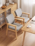 원목 팔걸이의자 페브릭 등받이 북유럽 1개 미니멀 면이 없는 원목색-CFh