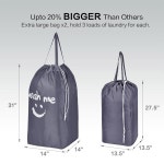 홈스 2팩 세탁 여행용 가방 손잡이 사각 베이스는 최대 3개의 옷을 운반할 수 있으며 끈 잠금 장치가 더러운 의류 보관함 연한 파란색