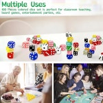 SLSESIN 100피스 주사위 세트 휴대용 플라스틱 상자가 6면 표준 주사위 보드 게임용 불투명 10가지 게임 파티 교실 수학