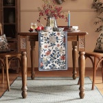 파트레아 디자이너 코티지 소박한 꽃무늬 린넨 테이블 러너 87 길이 주름 방지 매트 주방 식사 커피 연회 크리스마스 장식 12 x87