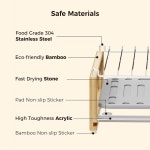 스테인리스 스틸 식기 선반이 돌 건조 매트 고흡수성 규조토 대형 주방 카운터용 고속 선반