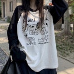 여성 도그 프린팅 긴팔티 1P 데일리 간절기 티셔츠