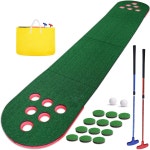 골프 퍼팅 게임 세트 퍼터 2개가 미니 세트 2볼 그린 매트 연습 10피트 실내 야외 뒷마당 파티