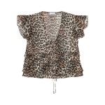 GANNI 가니 러플 레오파드 프린트 블라우스 베이지계열 EU 36 KR 66