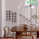 XMANTSEA 와인 랙 벽걸이 메탈 모던 병 홀더 벽을 위한 공간 절약 랙 6개 세트